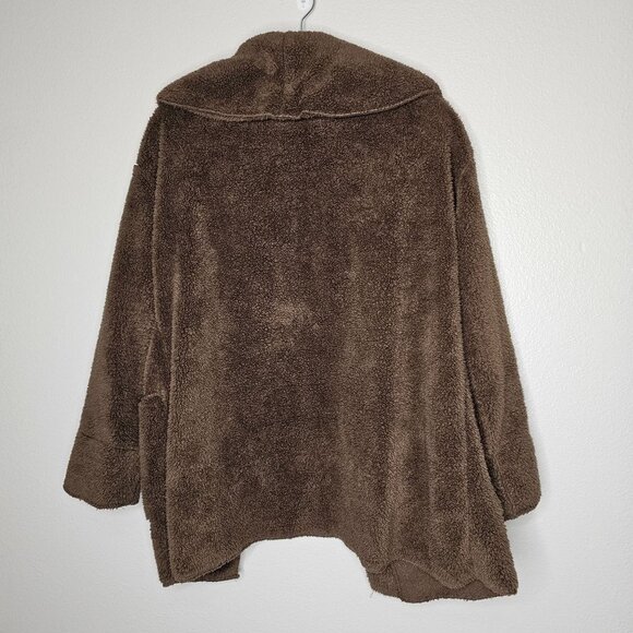 Koolaburra UGG Size Small Brown Sherpa Fleece Shawl Collar Cardigan Open Front - Picture 6 of 8